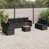  9-dijelni set vrtnih sofa s jastucima crni od poliratana | shoptok.hr