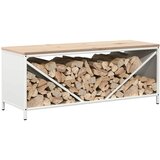  Stalak za drva za ogrjev s drvenim vrhom bijeli 100,5x35,5x40cm | Eponuda.com