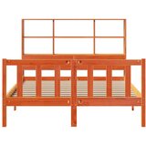 vidaXL Knjižna postelja brez vzmetnice vošč. rjava 150x200 cm borovina | Shoptok.si