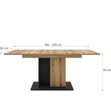 MID.YOU JEDILNA MIZA, antracit, barve hrasta | Shoptok.si