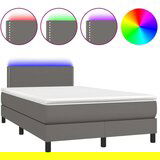  Box spring postelja z vzmetnico LED siva 120x200cm umetno usnje, (20725168) | Shoptok.si