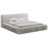 Makamii Svijetlo sivi tapecirani bračni krevet s prostorom za odlaganje s okvirom od letvica 160x200 cm Keoni - | shoptok.hr