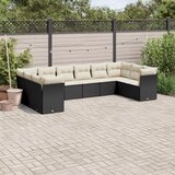 vidaXL 10-dijelni set vrtnih sofa s jastucima crni od poliratana | shoptok.hr