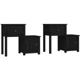 Maison Chic Dvo delni komplet Nočne omarice - Nočne mize črna 79,5x38x65,5 cm trdna borovina, (21689241) | Shoptok.si