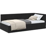 vidaXL Kotna postelja z vzglavjem Črna 100 x 200 cm Žamet | Shoptok.si