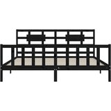 Okvir za krevet s uzglavljem crni 200 x 200 cm od masivnog drva | shoptok.hr