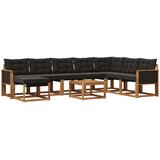 vidaXL Zunanja garnitura za sedenje z blazino 9 pcs Naravna in črna, (5000281702) | Shoptok.si