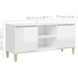 TV ormarić s drvenim nogama sjajni bijeli 103,5x35x50 cm | shoptok.hr