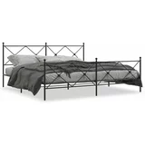 Metalni Kovinski posteljni okvir z vzglavjem in vznožjem črn 193x203 cm