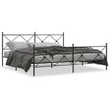 Metalni okvir kreveta uzglavlje i podnožje crni 193x203 cm | shoptok.hr