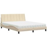 vidaXL Krevet s madracem krem 160x200 cm od tkanine | shoptok.hr