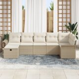 vidaXL 7-dijelni set vrtnih kauča s jastučićima Bež Poly Rattan | shoptok.hr