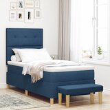 vidaXL Box Spring postelja z vzmetnico in klopjo Modra 90x200 cm Tkanina, (22049570) | Shoptok.si