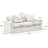 Kave Home Bela lanena sedežna garnitura 240 cm Nora – | Shoptok.si