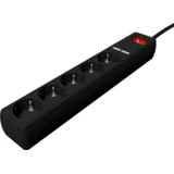 nap.GEMBIRD SPG5-U2-5-02, crni, Prekidač, 5 uticnica, 1,5 M, prenaponska zaštita 2x USB port