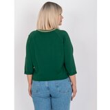 Fashion Hunters Dark green plus size blouse with Maileen ribbing Cene
