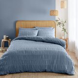 Catherine Lansfield Modra posteljnina za zakonsko posteljo iz krepa 200x200 cm Seersucker – | Shoptok.si