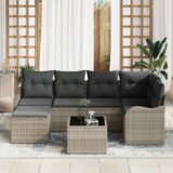  7-dijelni vrtni kauč set s jastučićima sivi poli ratan | shoptok.hr