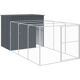 vidaXL Kućica za pse s igralištem antracit 214 x 457 x 181 cm čelična | shoptok.hr