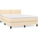  Krevet s oprugama i madracem krem 140x200 cm od tkanine | shoptok.hr
