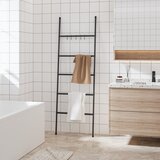 vidaXL Ljestve za ručnike s 5 razina crne 58 x 175 cm željezne | shoptok.hr