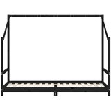  Okvir za dječji krevet crni 90 x 200 cm od masivne borovine | shoptok.hr