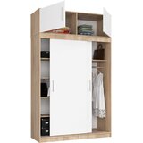 AKORD Mono Garderobna Omara Z Drsnimi Vrati Z Nadgradnjo, Hrast Sonoma/Bela, (5000331675) | Shoptok.si
