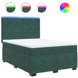vidaXL Box spring postelja z vzmetnico temno zelena 160x200 cm žamet, (21306084) | Shoptok.si