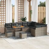  12-delni set vrtne sofe z blazinami srebrnega poli ratana | Shoptok.si