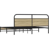 Metalni Kovinski posteljni okvir brez vzmetnice sonoma hrast 200x200 cm, (21608598) | Shoptok.si
