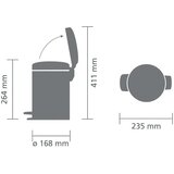 Brabantia Koš za smeti s pedalom 3 L s plastičnim vložkom - mat jeklo odporno na prstne odtise | Shoptok.si