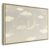 Slika - Little Conqueror - A Mouse in Heart Pajamas on the Moon Among Clouds 120x80 U prirodnom drvenom okviru | shoptok.hr
