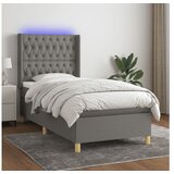  Box spring postelja z vzmetnico LED temno siva 80x200 cm blago | Shoptok.si