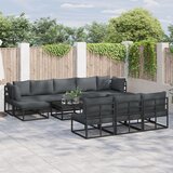 vidaXL Vrtna sedežna garnitura 10 pcs Črna 353 x 141.5 x 71 cm | Shoptok.si