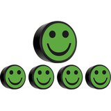 SMIT VISUAL Okrogel magnet FACE, Ø 35 mm, DE 10 kosov, prijazen obraz, zelene barve | Shoptok.si