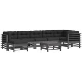 Maison Chic Seti vrtnega pohištva - Vrtna garnitura - Vrtni pohištvo set 8-delna z blazinami siva trdna borovina, (21808184) | Shoptok.si