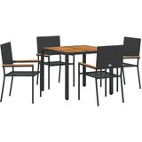 vidaXL 5-dijelni set za blagovanje u vrtu crni poliratan, stolice za vrt s jastučićima - set od 2 dijela u crnom poliratan | shoptok.hr