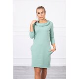 Kesi Dress with a hood and pockets dark mint Cene