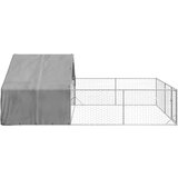vidaXL Zunanji pasji boks z izpustom 6x3x1,9 m pocinkano jeklo | Shoptok.si