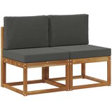 2 Komad Srednja sofa za van Čvrsto drvo akacije Prirodna - Prirodno i antracit 2x srednja | shoptok.hr