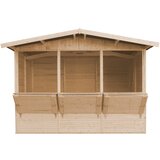 Timbela Lesen prodajni kiosk za zunanjo tržnico, prodajna stojnica s pultom, TRI OKNA, 263 x 336 cm - M150A, (21823632) Cene