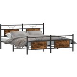 Metalni Kovinski posteljni okvir brez vzmetnice dimljen hrast 183x213cm, (21829113) | Shoptok.si
