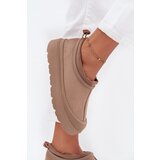 Boto Women's Snow Boots On Platform With Low Shaft Dark Beige Izamine | Shoptok.si