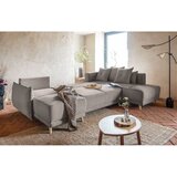 Miuform Svjetlo smeđa sklopiva kutna garnitura od samta (s desnim kutom/u obliku slova "U") Lazy Lukka – | shoptok.hr