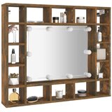 Ormarić s ogledalom LED boja dimljenog hrasta 91x15x76,5 cm | shoptok.hr