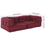  Modularni kauč s 2 sjedišta, kestenjast 140x70x36, tkanina | shoptok.hr