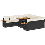 vidaXL 10-dijelni set vrtnih sofa s jastucima crni poliratana bagrem | shoptok.hr