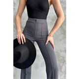 Dewberry 80272 Dewbery High Waist Slim Fit Wide Leg Pants-ANTHRACITE | shoptok.hr