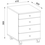 MID.YOU Predalnik Na Kolescih Lona Mini, Bela, Barva Hrasta | Shoptok.si