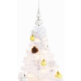 vidaXL umjetno božićno drvce s kuglicama i led svjetlima bijelo 210 cm | shoptok.hr